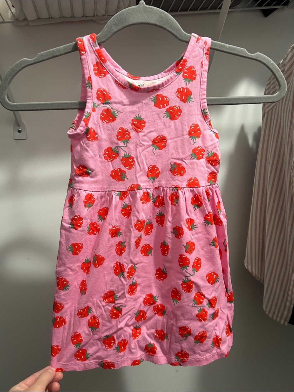 H&M Pink Tank Dress with Red Strawberry Print
